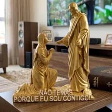 Estátua Decorativa Jesus Cristo com acabamento dourado