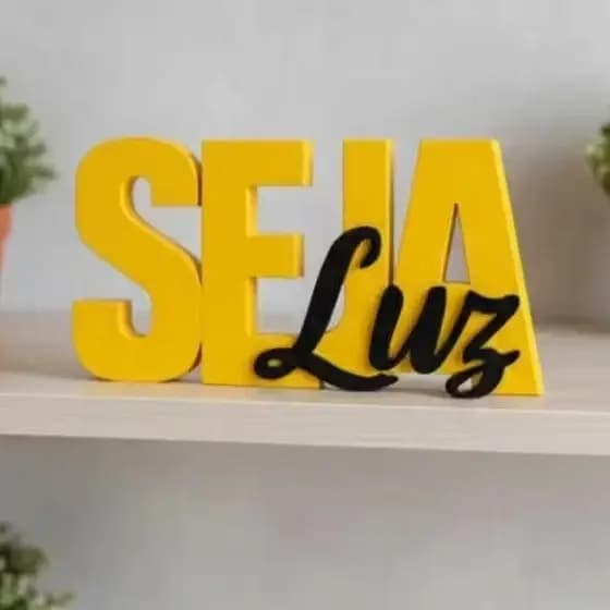 Letreiro Decorativo 3D “Seja Luz” • Impressão 3D • Decoração Cristã