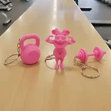 Kit 3 Chaveiros Fitness – Minnie Sarada + Kettlebell + Halter