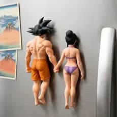 Imã de Geladeira Casais de Dragon Ball Estilo Praia.