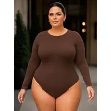 Body Feminino Manga Longa Plus Size Gola Careca Segunda Pele Suplex Premium Tendência Modelador Body Básico Collant Frio