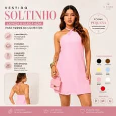 Vestido Feminino Soltinho Curto Alcinha Verão Leve Confortável Casual Frente Única Elegante Vestido Frente Única Forrado