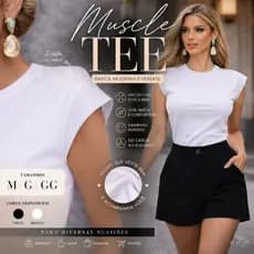 Blusa Feminina Muscle Tee T-Shirt Viscolycra Básica Camiseta Lisa Tendência Blusa Casual Algodão Atemporal Elastano