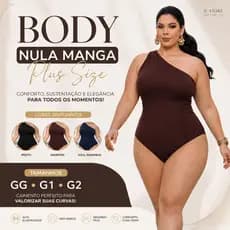 Body Feminino Mula manca Plus Size Suplex Premium Têndencia Body Um Ombro Só Nula Manga Casual Festa Modelador