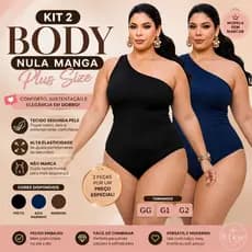 Kit 2 Body Mula Manca Feminino Plus Size Tendencia Lançamento Modelador Body Básico Casual Festa Um ombro Só Elegante