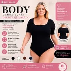 Body Plus Size Manga Curta Decote Quadrado Suplex Confortável Modelador Básico Collant Casual Alta Elasticidade
