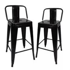 Kit 2 Banquetas Alta Tolix Iron Design 76cm Industrial Com Encosto Resistente Varias Cores