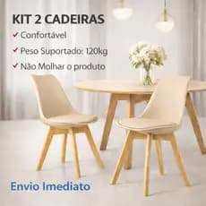 Kit 2 Cadeiras Leda Saarinen Assento Estofado Sala Cozinha Jantar