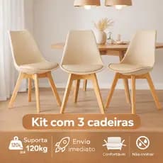 Kit 3 Cadeiras de Jantar Tulip Eames Leda Saarinen Resistente Para Cozinha