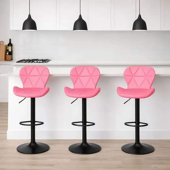 Kit 3 Banquetas Slim Base Preta Alta Giratória com Regulagem – Design Confortável Masterchair