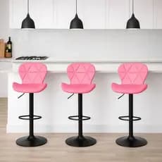 Kit 3 Banquetas Slim Base Preta Alta Giratória com Regulagem – Design Confortável Masterchair