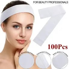100 Pçs Descartável Spa Facial Headbands Estiramento Não-Tecido Macio Cuidados Com A Pele Faixa De Cabelo Fechamento Con