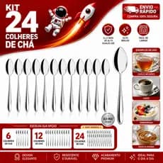 Kit 24 Colheres de Chá Inox Café Sobremesa Premium