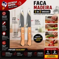 Kit 2 Facas Inox Cabo Madeira Nº6 Cozinha Profissional