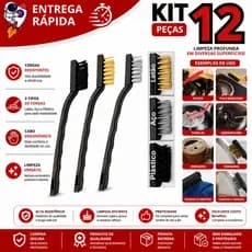 Kit 12 Super Escovas Multiuso Profissional Aço Inox Latão Nylon Limpeza Pesada Ferrugem Grelha Joias