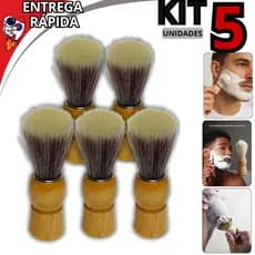 Kit 5 Pincéis de Barbear Profissional Cerdas Macias Laváveis Aplicador de Espuma para Barba