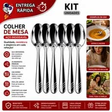 Jogo 24 Colheres Aço Inox Resistentes para Sopas Feijão e Refeições
