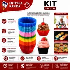 Kit 36 forminhas de silicone para cupcake muffin pao de queijo reutilizaveis antiaderentes