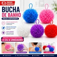Kit 6 ou 3 Esponja Bucha De Banho Esfoliante De Nylon Macia Com Cordinha