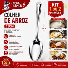 Colheres de Servir Arroz Inox Grande 25cm Ideal Para Cozinha Restaurante e Buffet
