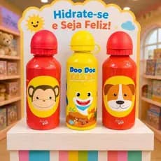 Garrafinha de Água e Suco Squeeze - Infantil Aço Inox Garrafa Escola - Não Vaza