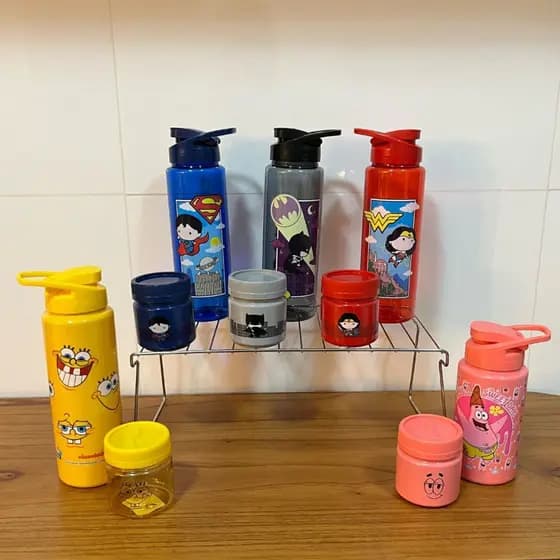 Kit Lanche Snack Garrafa 750ml + Potinho 150ml - Garrafa de Água Lancheira Passeio
