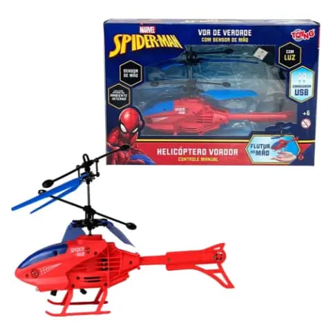 Homem Aranha Helicóptero Voador Brinquedo Com Sensor De Mão - Toyng