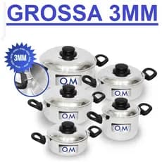 Jogo de Panela de Alumínio Branco 5 Peças Polida Alta Grande Resistente GROSSA 3MM + BARATO