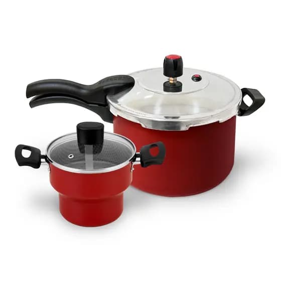 Kit Panela De Pressão 4,5l Fechamento Externo + Cuscuzeira Antiaderente