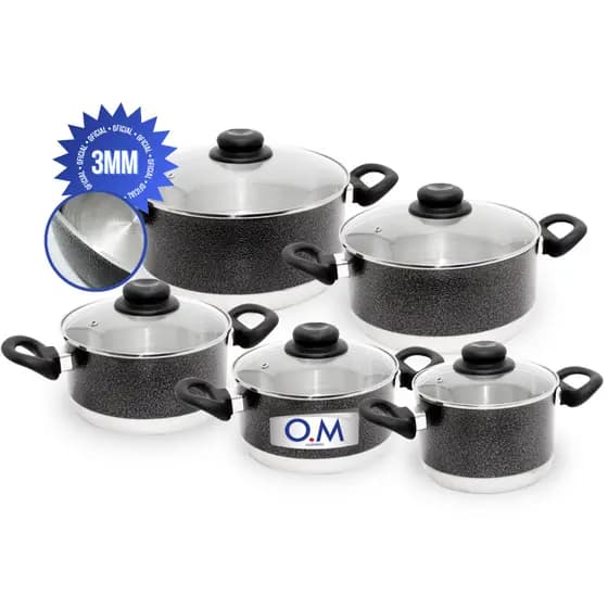 Jogo de Panela Com T. Vidro 5 Peças Craqueada 3mm Grossas