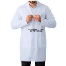 JALECO ML Masculino Manga Longa Em Oxford Branco Preto Medicina enfermagem Personalizado