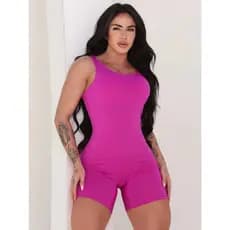 Macaquinho Fitness Feminino Curto Suplex Modelador Academia Zero Transparência