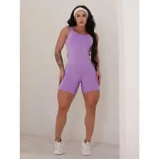 Macaquinho Fitness Curto Feminino Academia Suplex Alta Compressão Modela Corpo