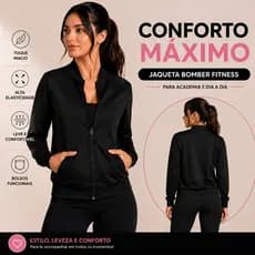 Jaqueta Fitness Feminina Bomber Suplex Conforto Máximo Academia