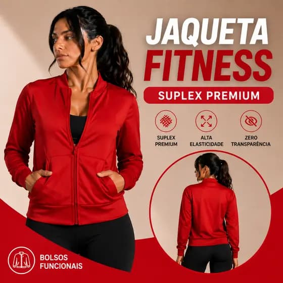 Jaqueta Fitness Feminina Colorida Academia Bomber Suplex Premium