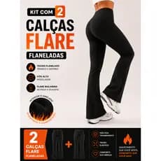 Kit 2 Calça Legging Flare Flanelada Leg Boca De Sino Bailarina Grossa Zero Transparência