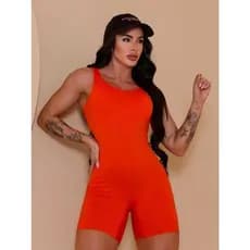 Macaquinho Feminino Curto Fitness Academia Suplex Premium Modela Corpo Zero Transparência