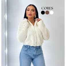 Jaqueta Teddy Pelo Casaquinho Tedy Elegante Pelinho Confortável Com Zíper Moda Feminina Blogueira