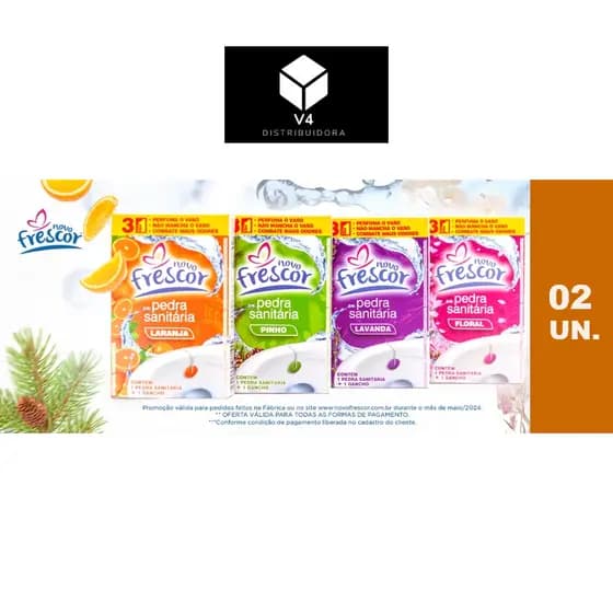 02x Pedra Sanitária Aromatizante Novo Frescor 22g – AROMAS **LANÇAMENTO**