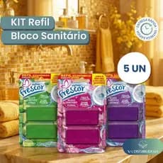 Kit 5 Refil Bloco Sanitário Novo Frescor – Total 10 Blocos Econômicos