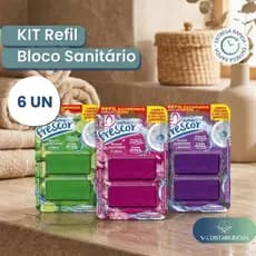 Kit 6 Refil Bloco Sanitário Novo Frescor – Total 12 Blocos Econômicos