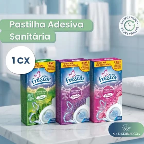 Pastilha Adesiva Sanitária Novo Frescor – 1 Caixa com 3 Pastilhas Perfumadas