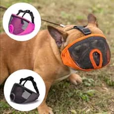 Focinheira Especial Para Cães de Focinho Curto Leve e Respirável Anti-Mordida Máscara Costura Reforçada LR-0284