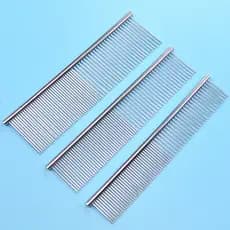 Pente Longo Aço Inox para Escovar Pelos Pet Cachorro Gato 61 Dentes P/M/G Profissional Banho e Tosa