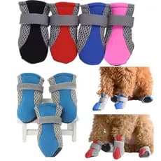 Kit 4 Sapatos Bota Protetora Antiderrapante Respirável Para Cachorro e Gato Pet LR-0319