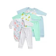Kit 6 Peças Conjunto Bebê Body Manga Longa Estampado Mijão Liso 100% Algodão