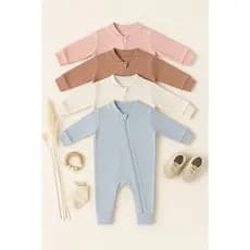 Kit 3 Macacão de Bebe Minimalista com Ziper Suedine Alta Qualidade (0 a 12 meses) (/P/M/G)