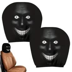 2 Pçs Smiley Face Padrão Protetor De Encosto De Cabeça Do Assento De Carro , Design Engraçado Criativo Anti-Sujo Automot