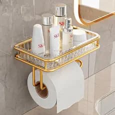 prateleira de banheiro organizador de banheiro organizador de cosméticos banheiro porta produtos de limpeza Porta-papel higiénico dourado