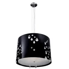 Pendente Florença Acrílico Cristais Fundo Fosco 48x48x34,5cm 4xE27 D&D Iluminação Preto